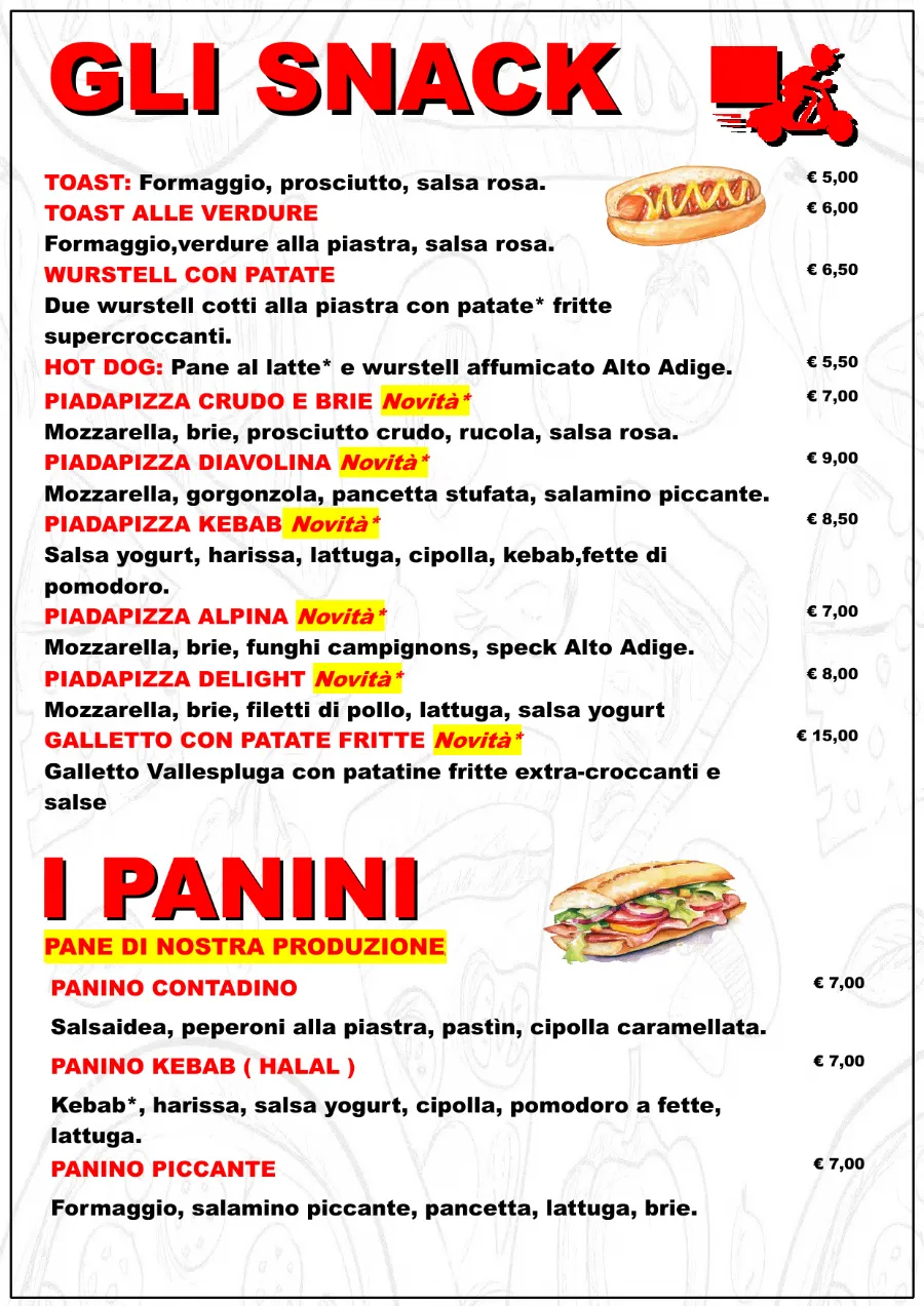 Listino online : Menu Nuovo listino Pizzaidea Ceggia